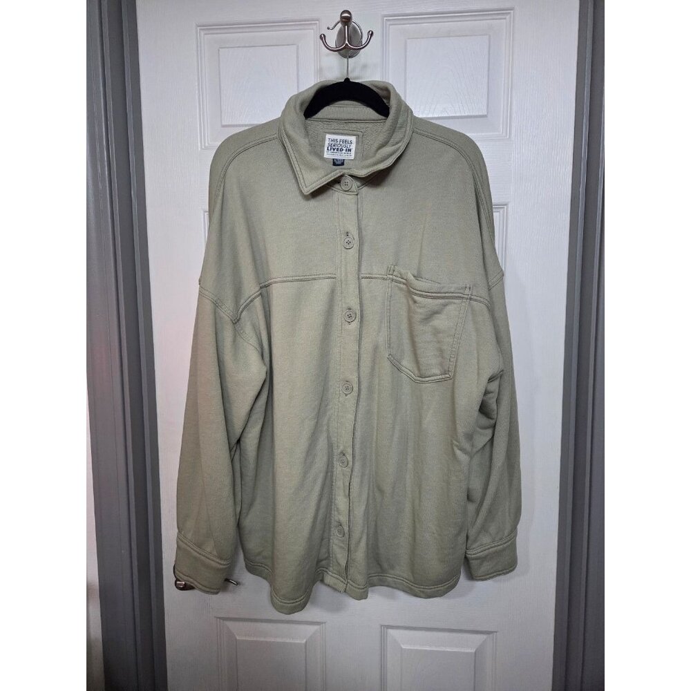 Ae Green Oversized Button Down Shacket Loungewear… - image 3